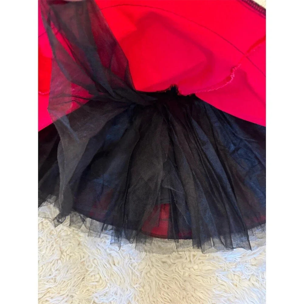 Weissman Girls Dance Costume Dress Red Sequin Skater Crisscross Back L